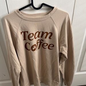 Team Coffee Beige Graphic Sweatshirt - Cozy Women's Pullover